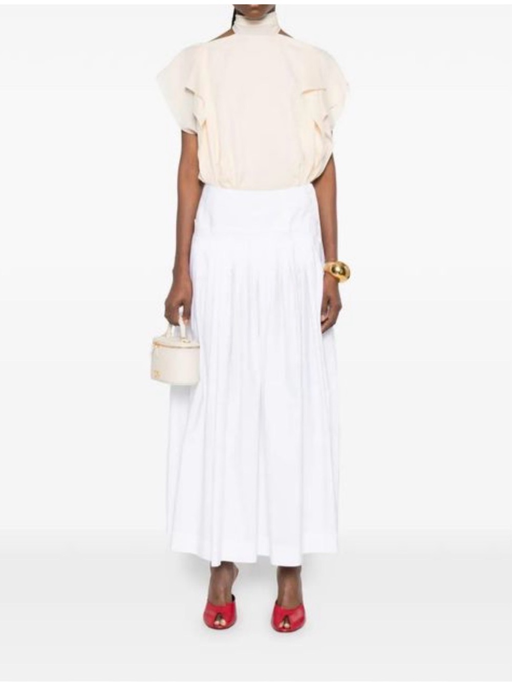LANVIN Women's White Ruffled Tie